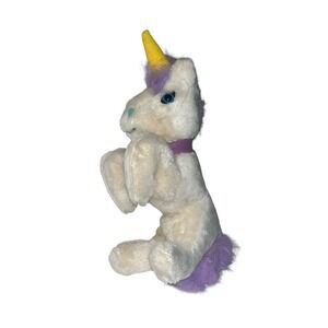 14" VINTAGE DAN BRECHNER WHITE & PURPLE BABY UNICORN STUFFED ANIMAL PLUSH TOY